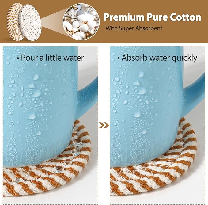 10 Pcs Drink Coasters with Holder, 5 Colors Absorbent Coasters - Image 3