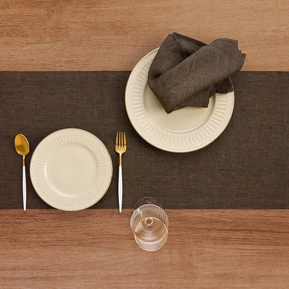 Solino Home 100% Pure Linen Table Runner Brown Long, Athena 14 x 144 in | Table - Image 3