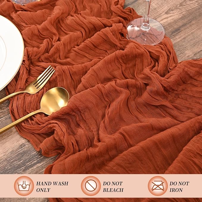 15 Pack Terracotta Fall Table Runner 17 x 108inch Cheesecloth Table Runner Boho - Image 3