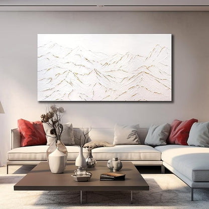 Belmrxne Mountain Wall Art White Wall Decor Minimalist Canvas Painting Abstract Nature Artwork for Living Room Bedroom Dining Room Office Home Decor 20x40 Inch
