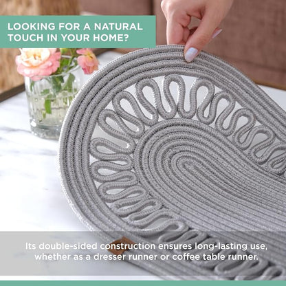 Oval Jute Table Runner | Woven Braided Dining Runner | Natural Textured Rattan - Image 2