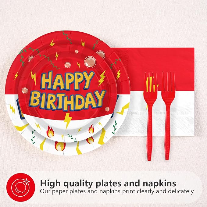 Grencian 200Pcs Cartoon Anime Happy Birthday Party Supplies, Serves 50 | - Image 2