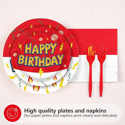 Grencian 200Pcs Cartoon Anime Happy Birthday Party Supplies, Serves 50 | - Image 2
