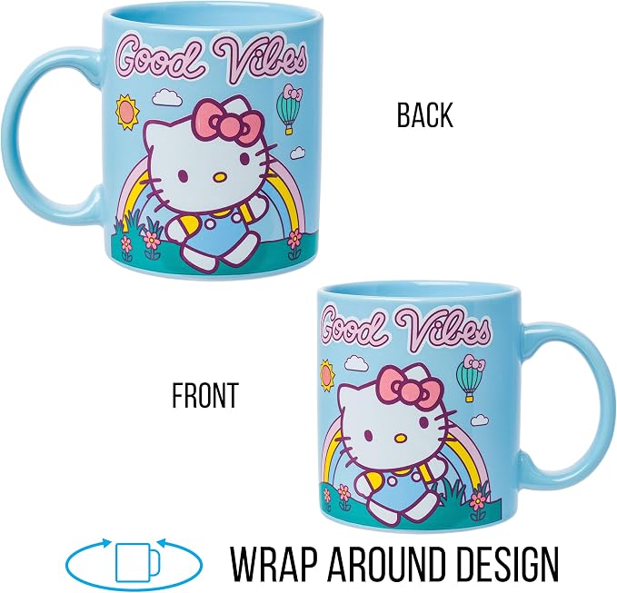 Silver Buffalo Sanrio Hello Kitty Good Vibes Quote, Ceramic Mug, 20oz | 0.59 - Image 6