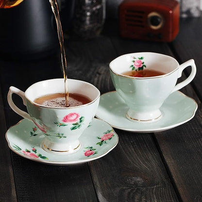 BTaT- Floral Tea Cups and Saucers, 8 oz | Fine Porcelain Teacup Set Gold Trim - Image 8