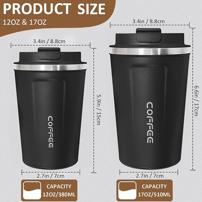 4 Pack Travel Coffee Mug 17oz Insulated Coffee Cup - Image 2