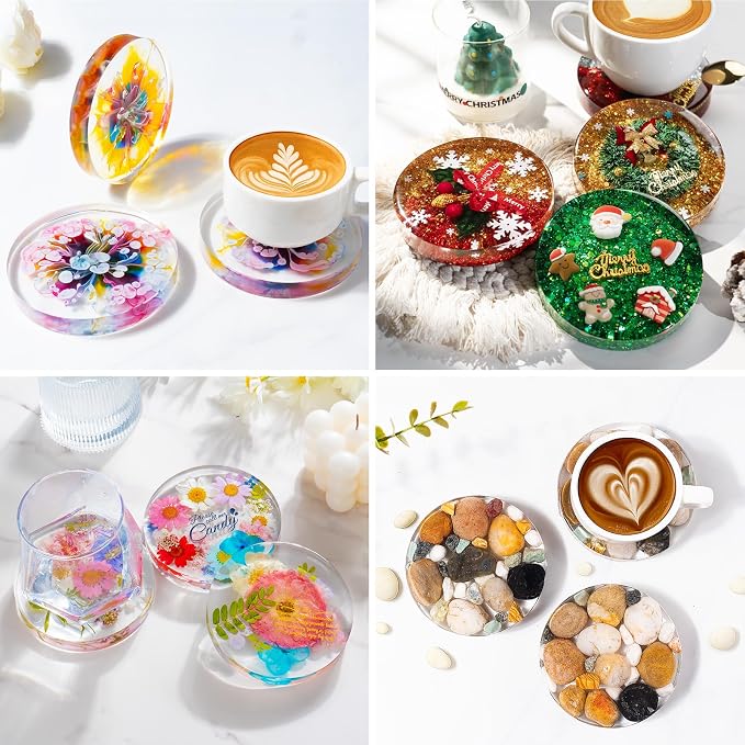 HeyClear Silicone Molds for Resin Coasters 6-Cavity Round Epoxy Resin Molds | - Image 2