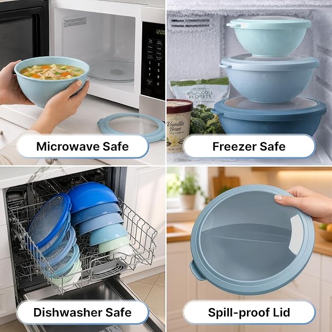 Zulay Kitchen 12 Piece Plastic Mixing Bowls - Image 6