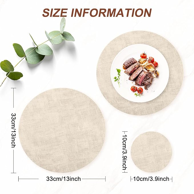 Round Faux Leather Placemats and Coasters, Reversible Heat Resistant Non-Slip - Image 3