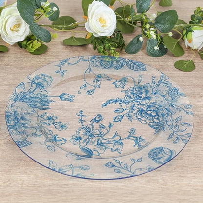 Efavormart 6 Pack Floral Acrylic Charger Plates in French Toile Pattern by efavormart