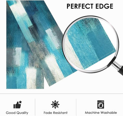 Emvency Table Runner, 13x90 Inch, Abstract Modern Farmhouse | Teal Grey Dining - Image 3