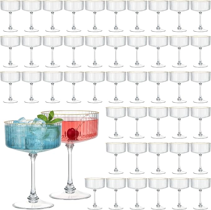 48PCS Plastic Martini Glasses, Unbreakable Reusable Champagne Coupe, Removable by Unknown