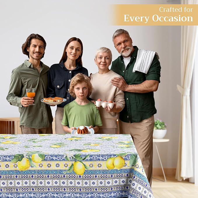 Maison d' Hermine Table Cloth Rectangle Table 100% Cotton 60 x 90 Inches Tablecloth Reusable Decorative for Dining Room Farmhouse Home Valentines Day Decorations Spring Summer - Citrus