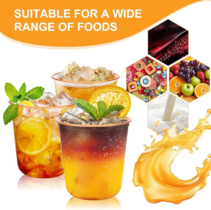 KesaPlan 100Pcs 12oz Orange Plastic Party Cup, Disposable Wine Cocktail Cup | - Image 9