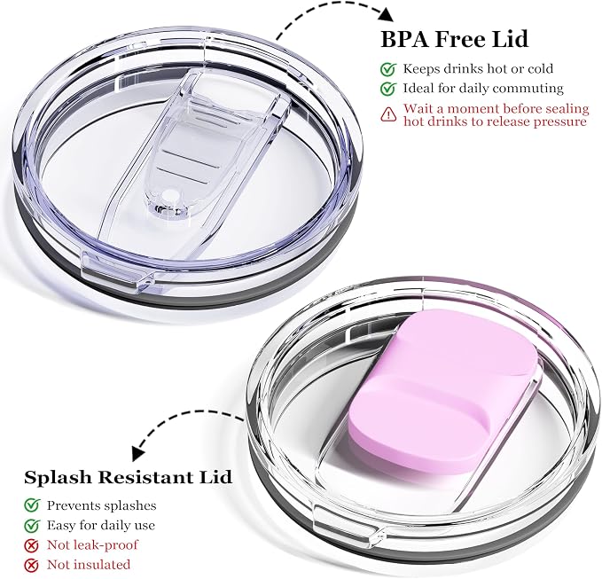 12oz Insulated Coffee Mug with Lid – Includes Two Lids, Stainless Steel Coffee - Image 3