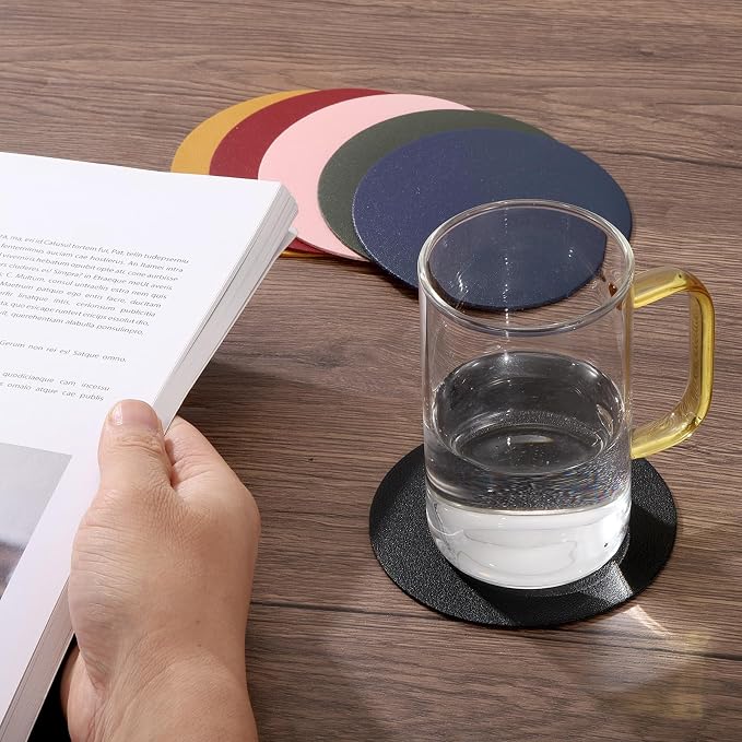 uxcell Round Drink Coasters Set of 6 Dual Sided Non-Slip Non-Stick Waterproof - Image 6