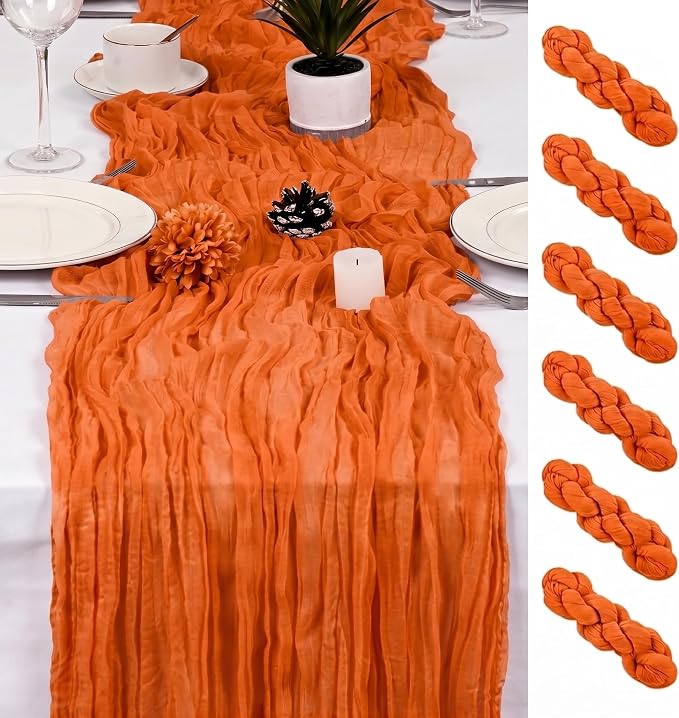 8 Pack Orange Cheesecloth Table Runner 17x108 inch Boho Gauze Cheese Cloth by Unknown