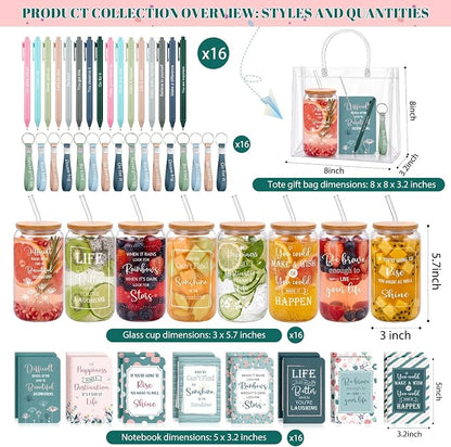 Rtteri 80 Pcs Inspirational Glass Cup Bulk Gift Set 16oz Tumbler - Image 2