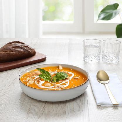 E-far Stoneware Pasta Bowls Set of 4, 35oz Double Reactive Glaze | Wide & - Image 7