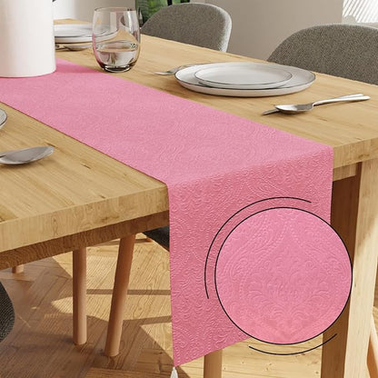 Encasa XO Table Runner, Embossed Velvet, Elegant 13"x72" | Pink, 175 GSM by EncasaXO