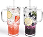 17oz Glass Tumbler with Handle & Lid – 2-Pack Iced Coffee Cups with Straws by Unknown