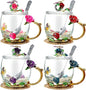 Nuanchu 4 Sets Flower Glass Tea Cups by Nuanchu