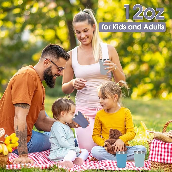 Stainless Steel Cups for Kids and Toddlers, 12oz Stackable Stainless Steel Kids - Image 7