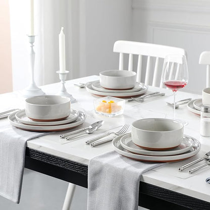 MALACASA Plates and Bowls Sets, 18 Pieces Modern Ceramic Dinnerware Set - Image 5