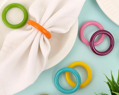 CLEENTABLE Napkin Rings Set of 12 - Epoxy Resin Napkin Holder Cuffs for Dinner Table Décor - Farmhouse Modern Serviette Rings for Weddings, Parties, Receptions, Banquets, Daily Use (Pastel)