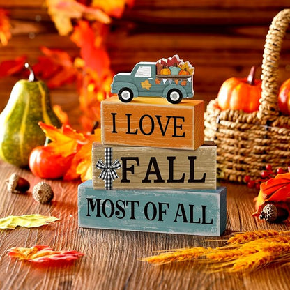 4 Pcs Thanksgiving Decoration for Home Fall Truck Decor Fall Tiered Tray Decor - Image 2