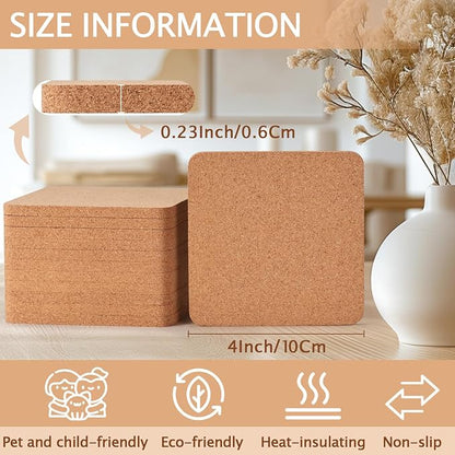 100 PCS Cork Coasters for Laser Engraving, Thick Absorbent Blank Coasters | 4 - Image 2