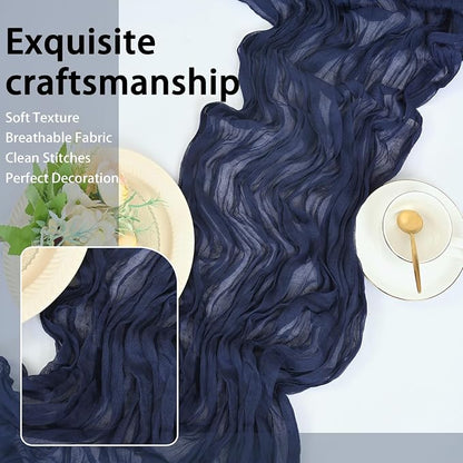 8 Pack Navy Blue Cheesecloth Table Runner 17x108 inch Boho Gauze Cheese Cloth - Image 6