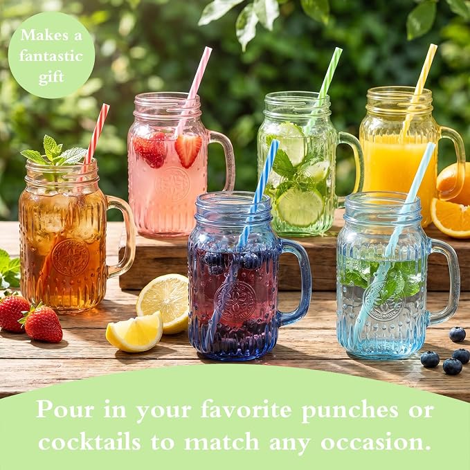 SUT 16 oz Colored Glass Mason Jar Mugs - Image 5