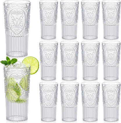 Wiwiqing 20oz Vintage Plastic Ribbed Tumblers Set of 12, Baby Shower, Birthday by Wiwiqing