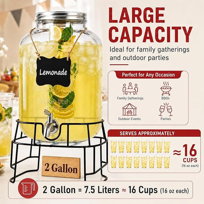 2 Gallon Glass Drink Dispensers - Image 2