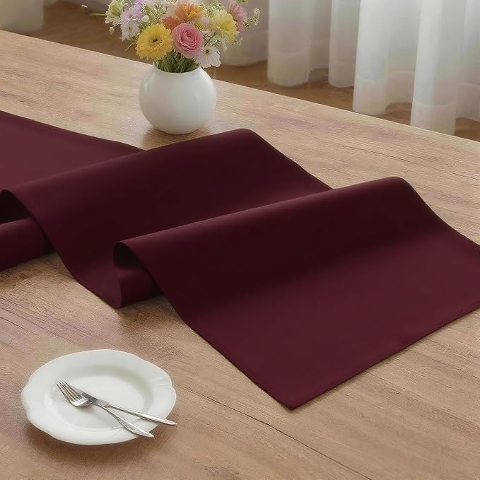 MEANMOY Burgundy Table Runner 36 Inches Long Waterproof Table Runners | - Image 3