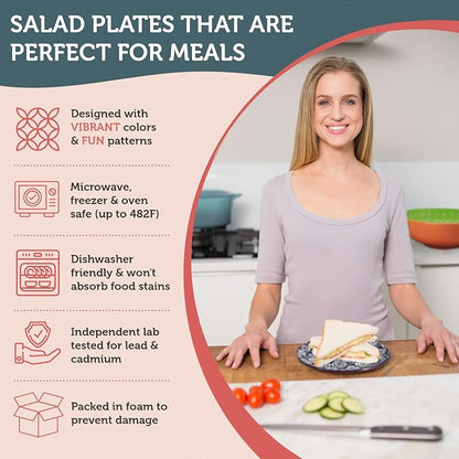 Salad Plates - Small Plate for Serving Appetizer, Sandwich - Microwavable - - Image 4