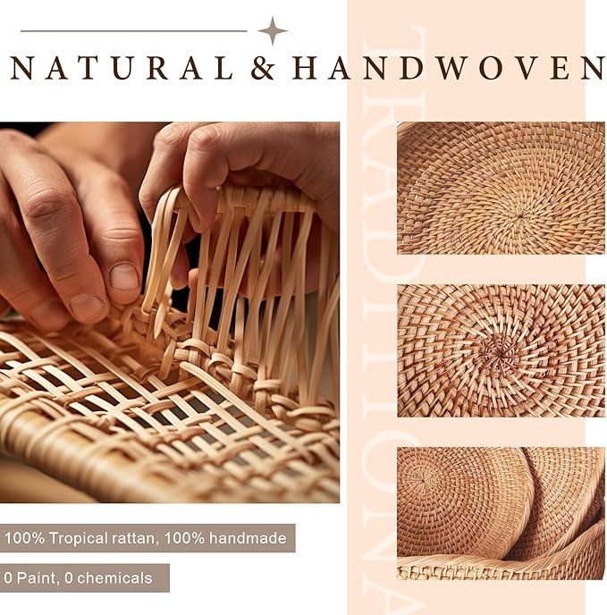 8.7" Wave Small Wicker Basket, Artisanal Key Bowl for Entryway Table, Decorative Bowl for Kitchen Counter, Bedside, Living Room, Natural Woven Fruit Bowl, Purse Bowl, Rattan Bread Basket