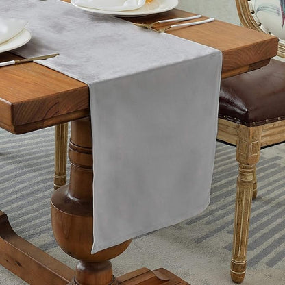 BALCONY & FALCON Table Runner Velvet Silver Gray 14"x95" | Elegant, Fall Decor by BALCONYFALCON