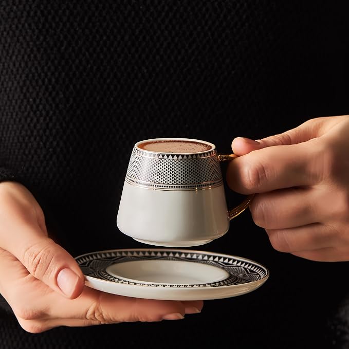 KARACA Globe Turkish Coffee Cup Set of 6, 2.7 oz, Small Espresso Cups - Image 6
