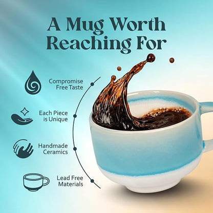 NOVA CERAMICS Handmade Unique Coffee Mug - 16 oz Ceramic Mug - Lagoon | - Image 3