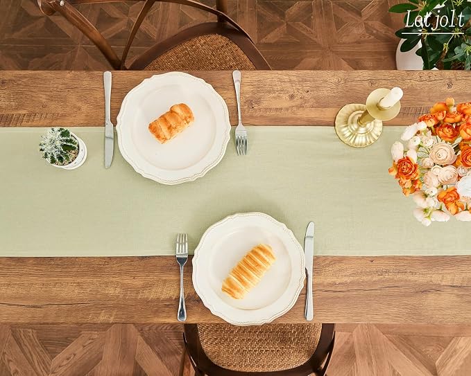 Letjolt Sage Green Table Runner 72 Inches Long | Rustic - Image 2