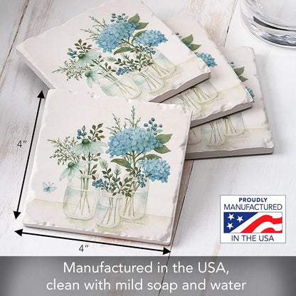 Thirstystone Mason Jar Florals 4 Pack Absorbent Tumbled Tile Stone Coasters | - Image 6