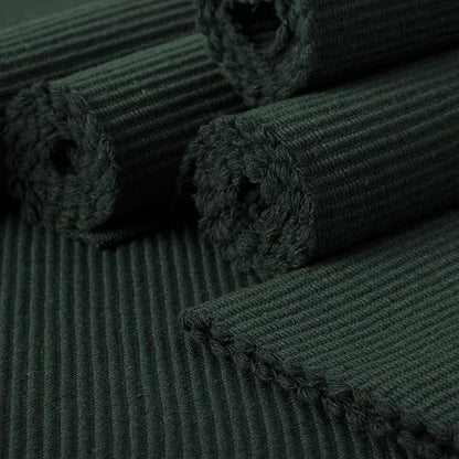 Encasa XO Dining Placemat Set of 6 | Dark Green Color | Fine Ribbed Cotton Table mat | Size 19x13 in | Machine Washable