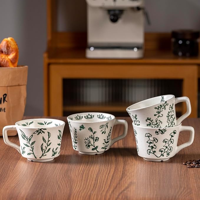 Ceramic Mugs 11 oz Set of 4, Unique Luxurious Stoneware Cups - Image 8