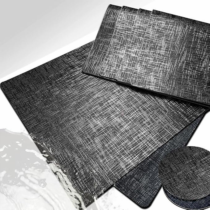 Elegant Placemats and Coasters Set 6, Vinyl Washable Place Mats by Unknown