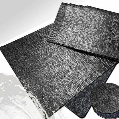 Elegant Placemats and Coasters Set 6, Vinyl Washable Place Mats by Unknown