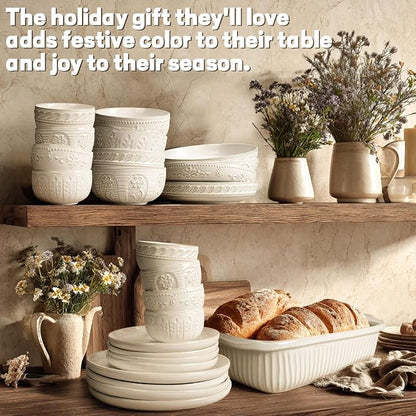 Small Bowls Set of 4, 12 oz Ceramic Embossment Dessert Bowls, Ice Cream - Image 6