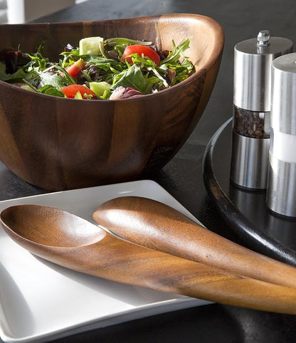 nambe Gourmet Harmony 3 Piece Wooden Salad Bowl Set | Big 12-Inch Salad Bowl - Image 6