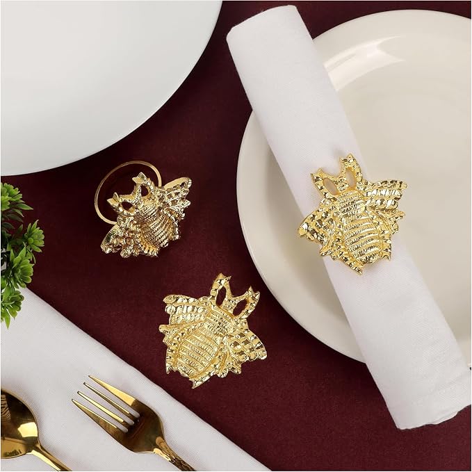 ALPHA Living HOME 12 Pcs Modern Bee Napkin Rings - Image 6